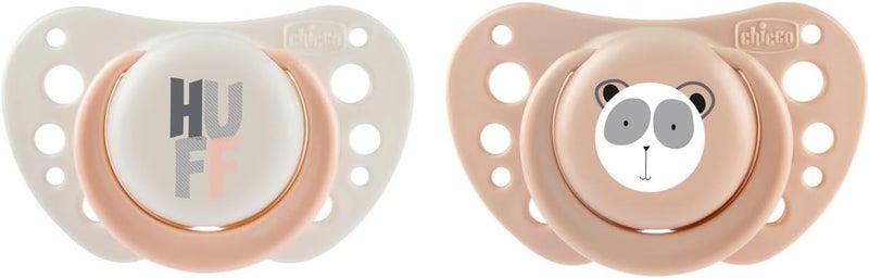 Chicco PhysioForma Air Silicone Soother 2-6m (2 pcs), Pink (Panda-Huff) - Image 1